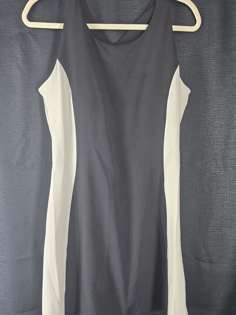 ZELOS Black and White Sleeveless Midi Sheath Dress